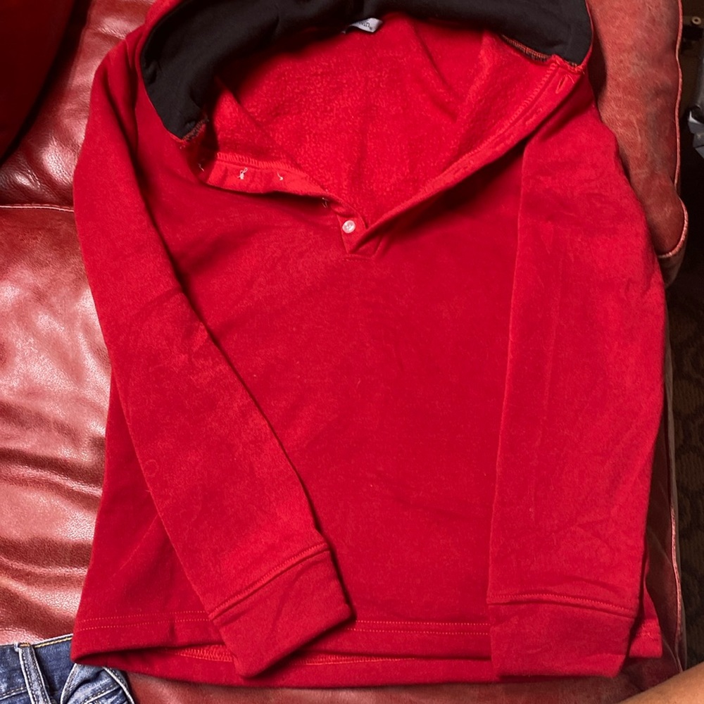 Our Win clothing, hoodie, V-neck, button sweatshirt, Medium